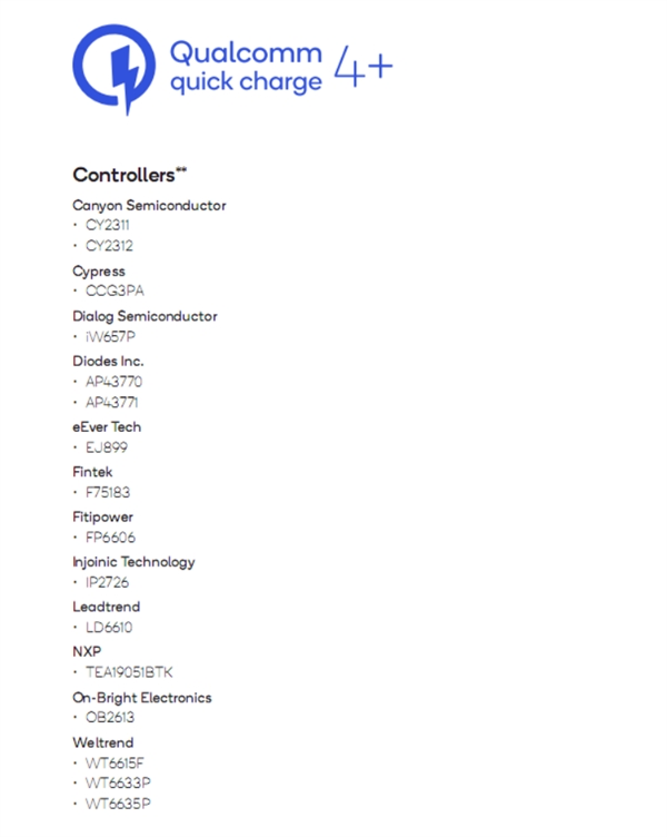 高通QC4+快充手机已达26款：小米系9款领衔