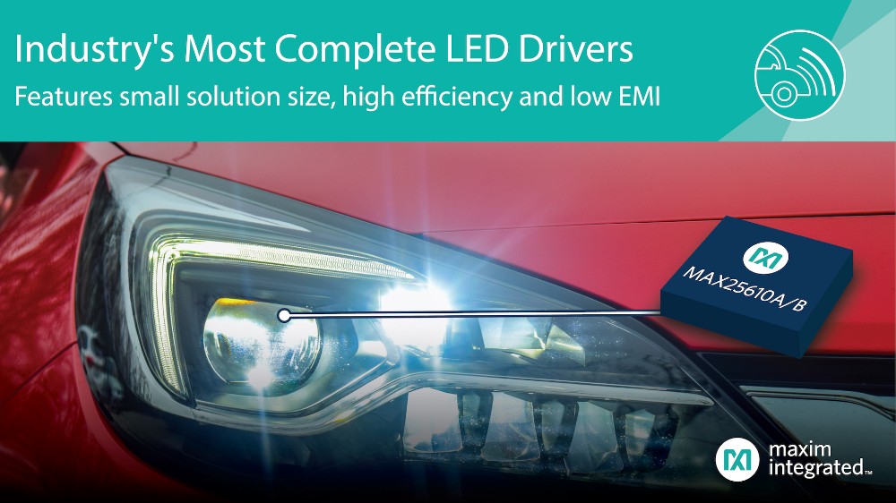 Maxim发布结构紧凑的LED驱动器，凭借高效率、低EMI为业界提供最完备的方案