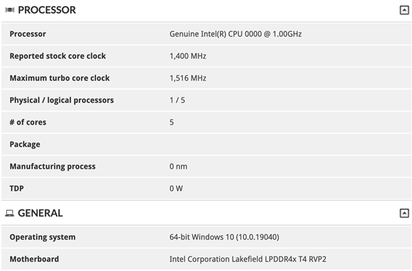 微软双屏Surface Neo？Intel 3D封装5核心亮相：频率仅1.4GHz