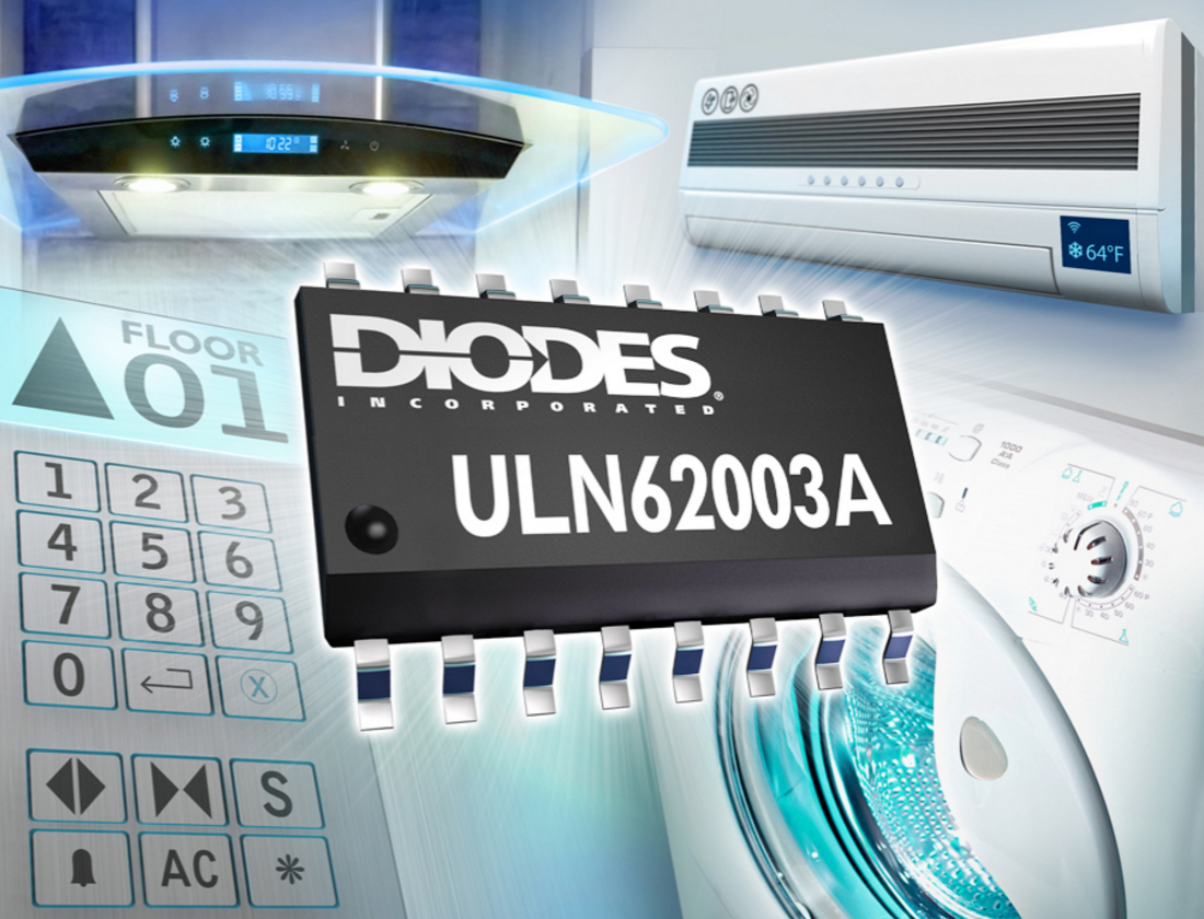Diodes 公司的7通道 DMOS 晶体管数组在消耗最小功率的同时驱动电感负载