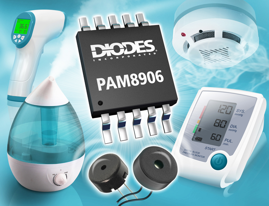 Diodes公司推出的自激式压电鸣叫器(Piezo Sounder)驱动器可延长运行时间，并在整个电池寿命期间维持高SPL输出
