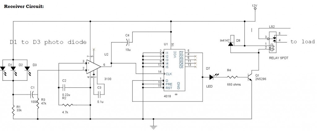 infrared control remote switch - Receiver Circuit