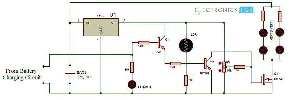 Automatic LED Emergency Light Circuit LED Circuit