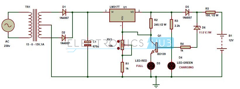 Circuit Diagram of Automatic Battery Charger