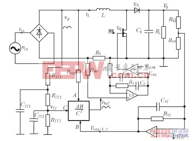 平均电流控制型Boost PFC变换器的工作原理图