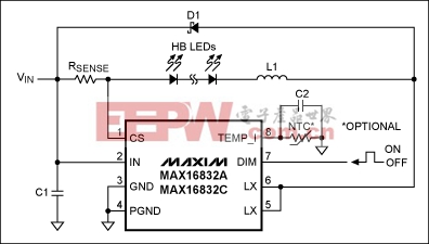 Figure 1. This application circuit is typical for the MAX16832.