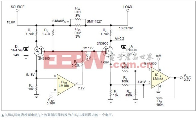 用分立元件检测汽车的高侧电流