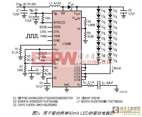 基于LT3598驱动器的多串LED背光源应用方案