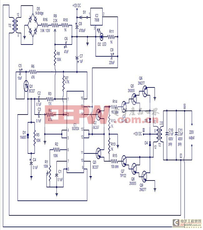 250W PWM逆变电路SG3524