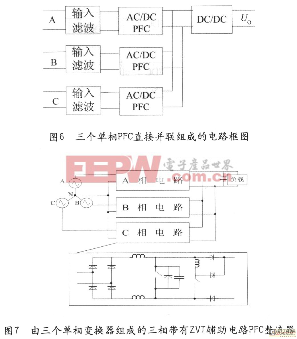 由单相有源功率因数校正（APFC）组合成三相APFC的几种方法