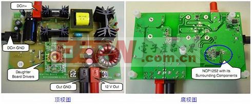 NCP1252演示板的顶视图及底视图