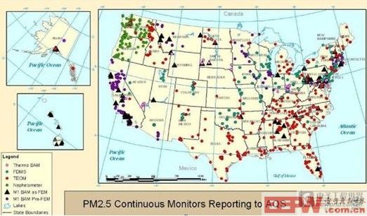 美国2010年PM2.5监测使用的仪器清单和布点