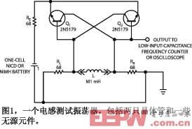 图1一个电感测试振荡器包括两只晶体管和一些无源元件