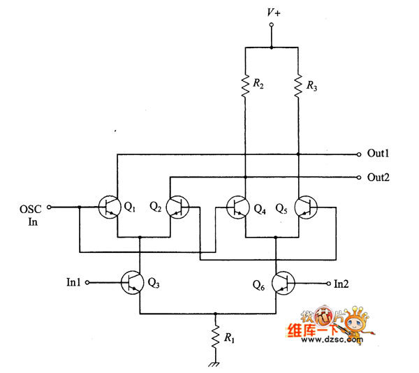 应用在NE-602中的双稳态跨导混频器电路图