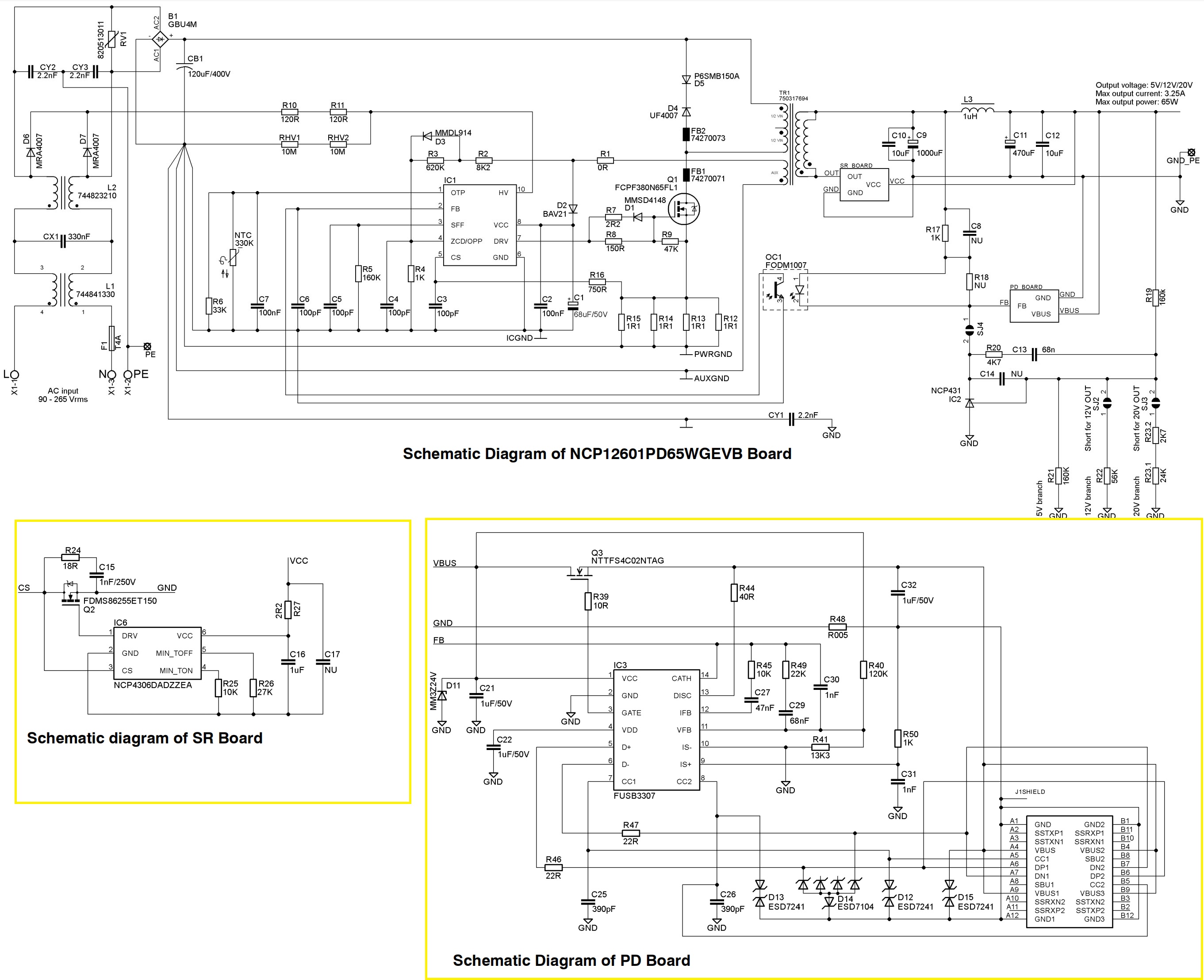 基于安森美半导体 NCP12601 应用在PD 65W电源管理方案