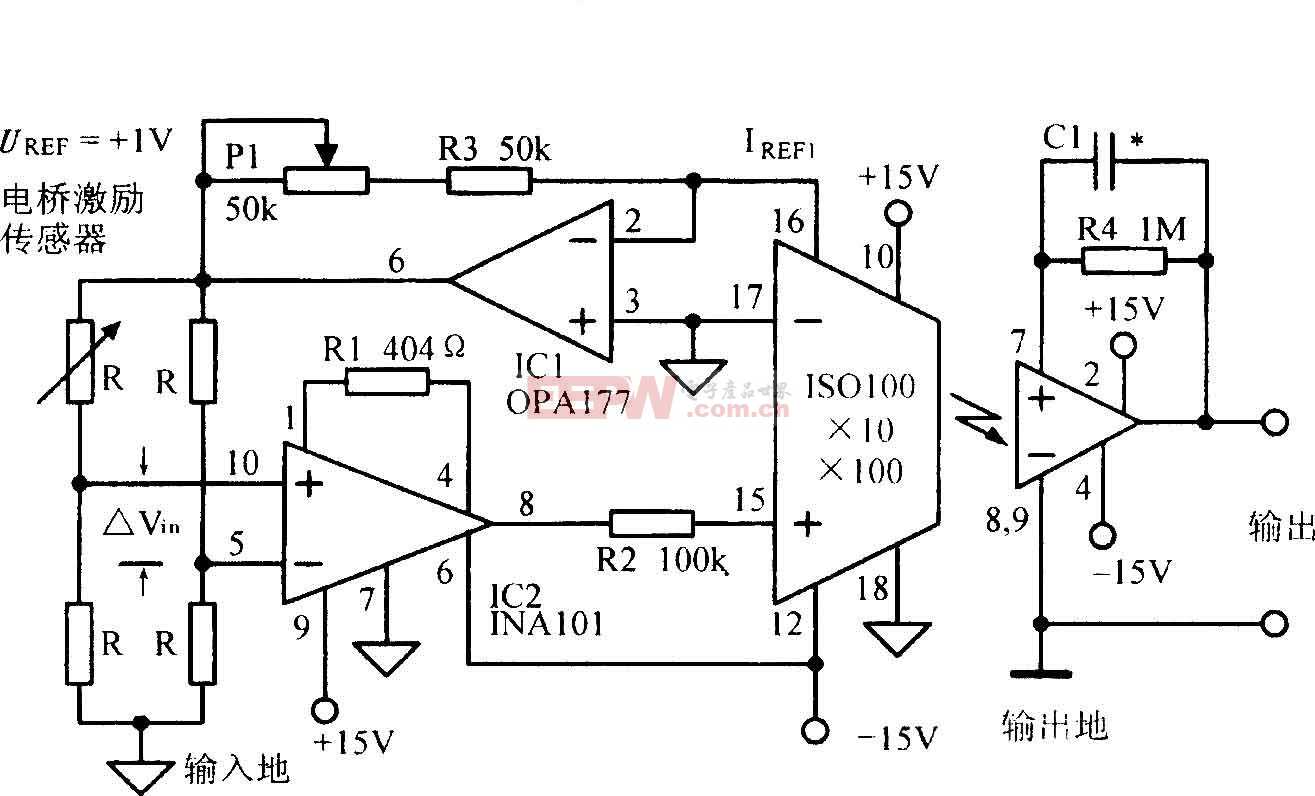 精密电桥隔离放大电路图