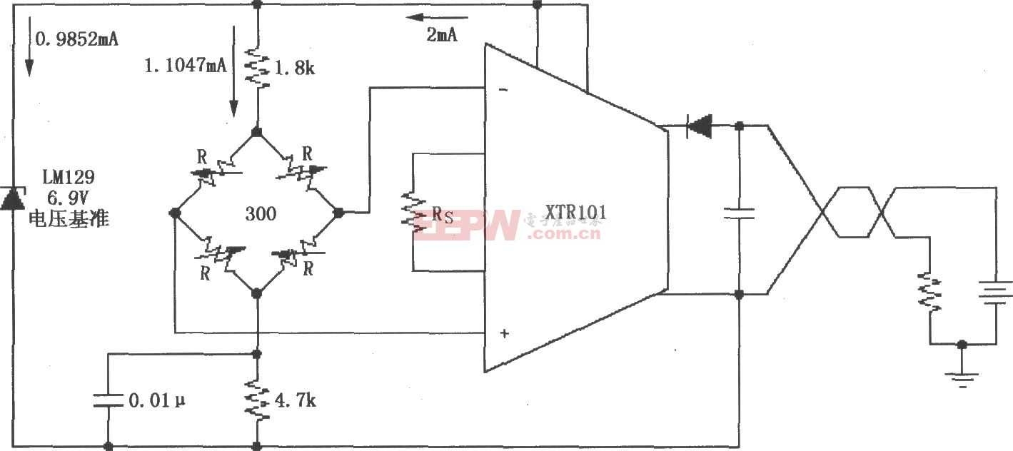 XTR101电桥输入、电压激励电路图