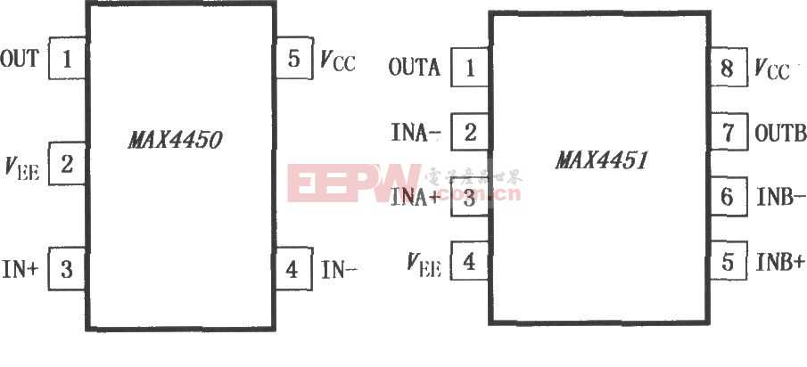 超小型运算放大器MAX4450／4451电路