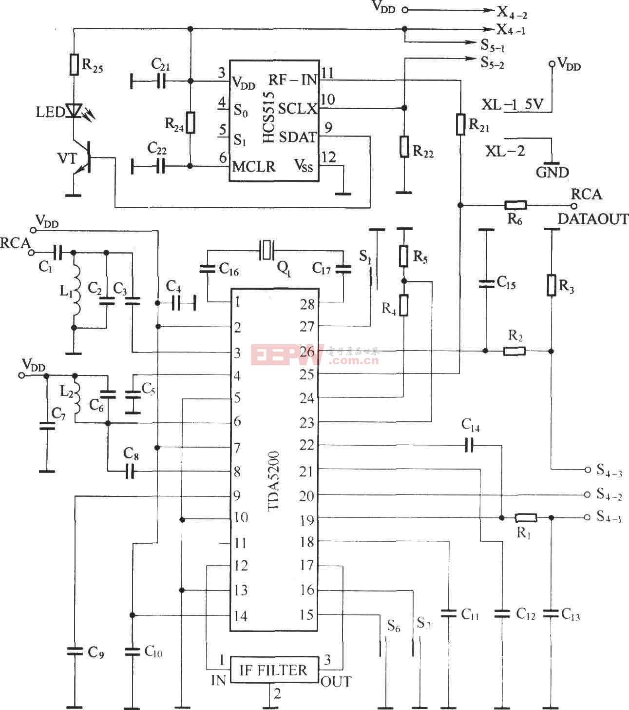 外差式遥控接收电路图(TDA5200)