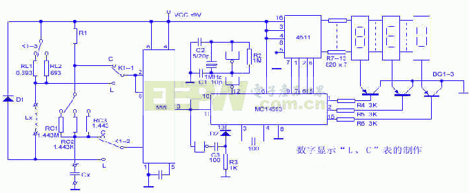 数字显示“R、L”表电路的制作