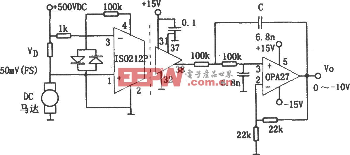 高压隔离电流检测电路(ISO212、OPA27)