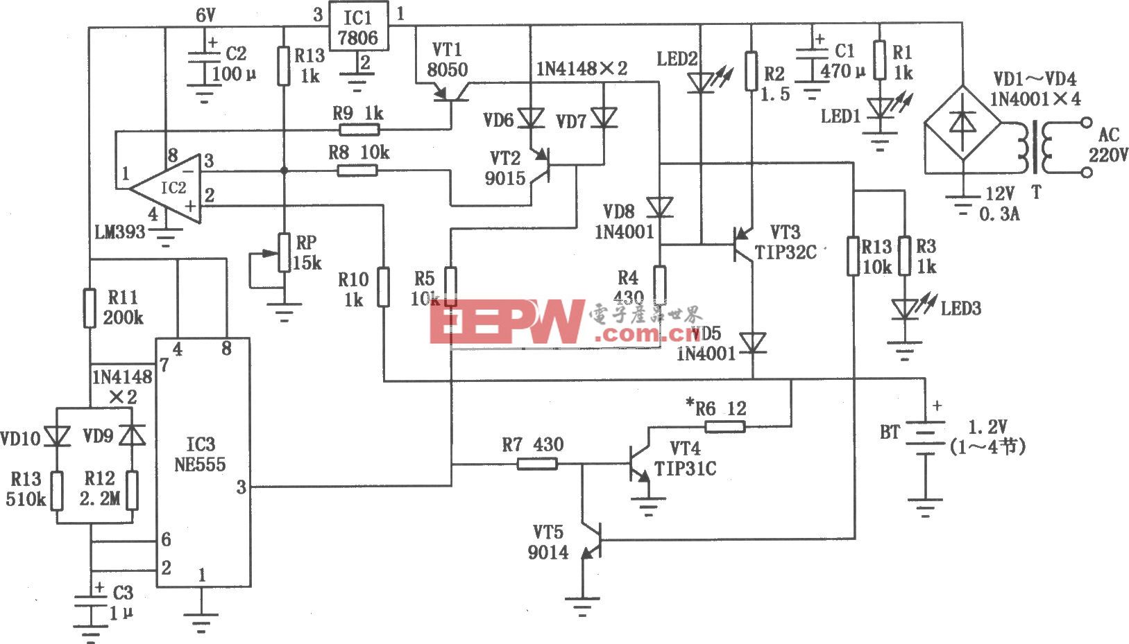 LM393构成的高性价比镍镉电池充电器