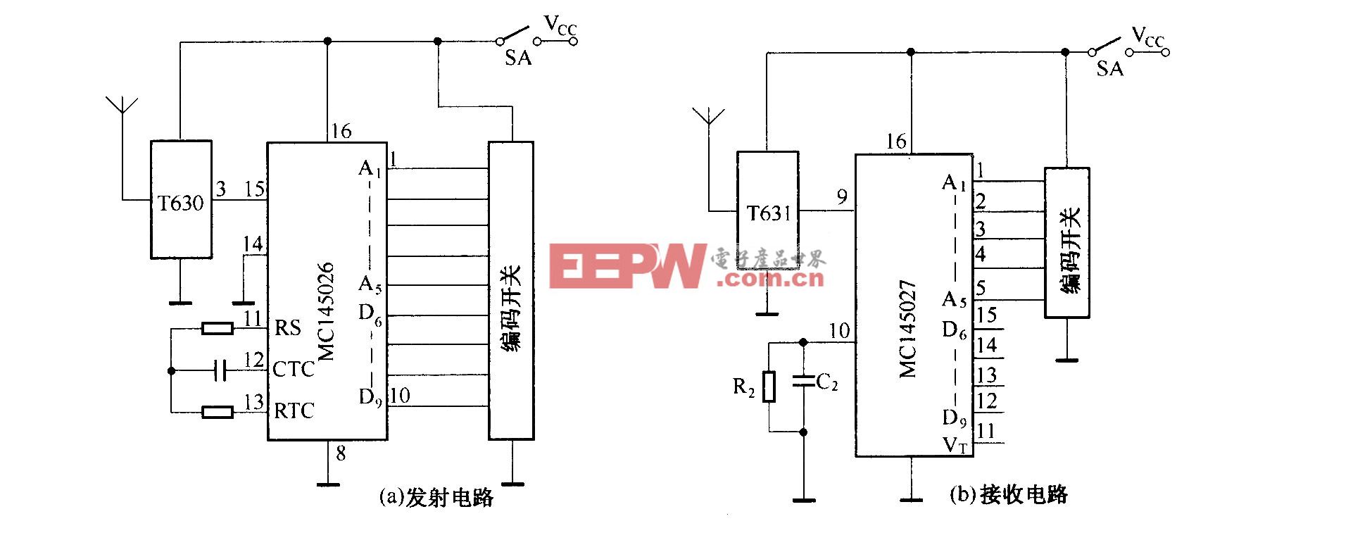 T630／T631组成的发射接收电路