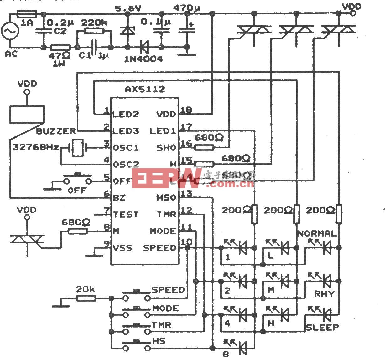 电风扇多功能控制电路(AX5112)