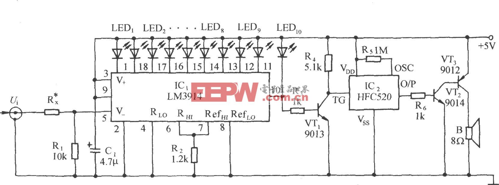 可变量程1.2～1000V线模式声光电压计电路