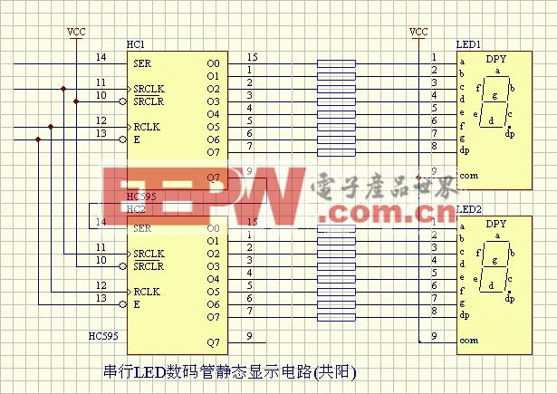 LED-串行LED数码管静态显示电路（共阳）