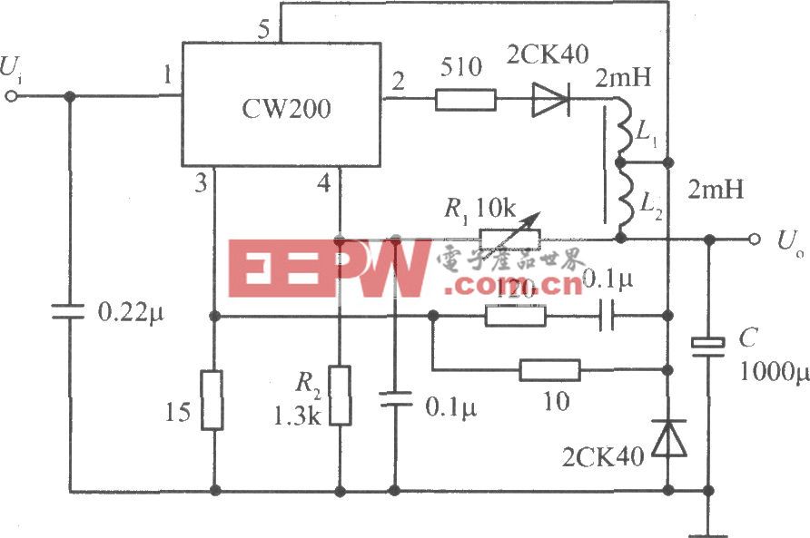 CW200组成的自激开关式集成稳压电源