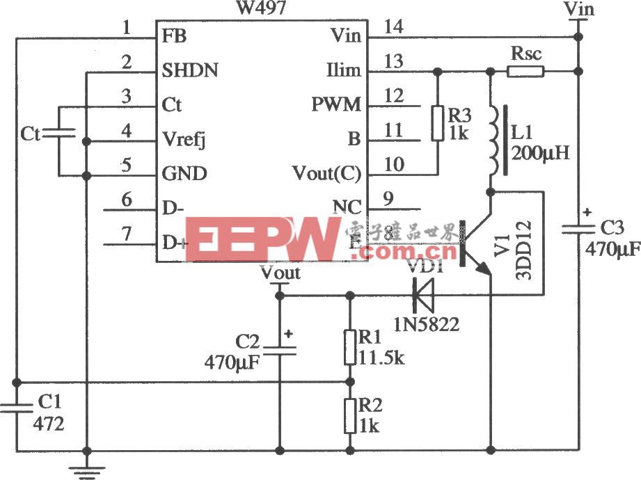 W497构成的升压型扩流应用电路