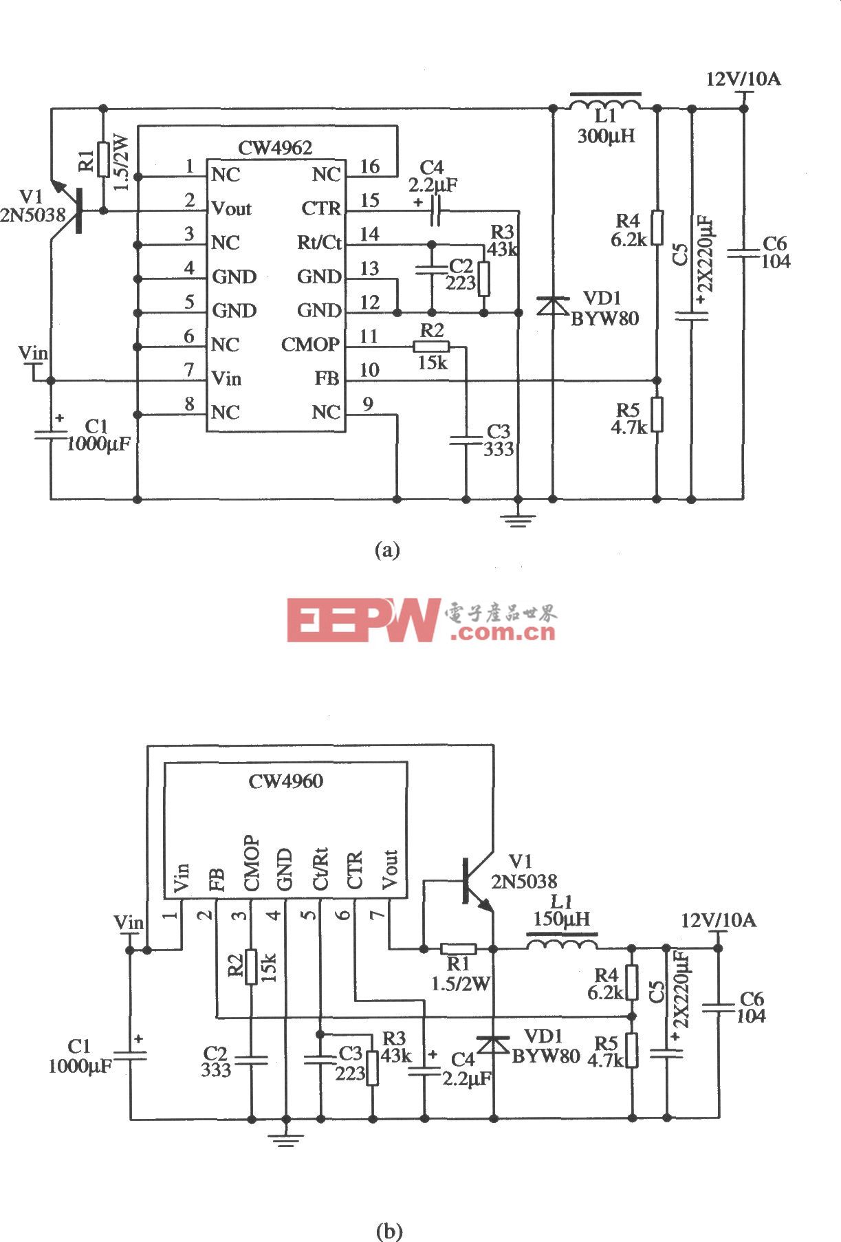 CW4962/CW4960构成的扩展输出电流的应用电路