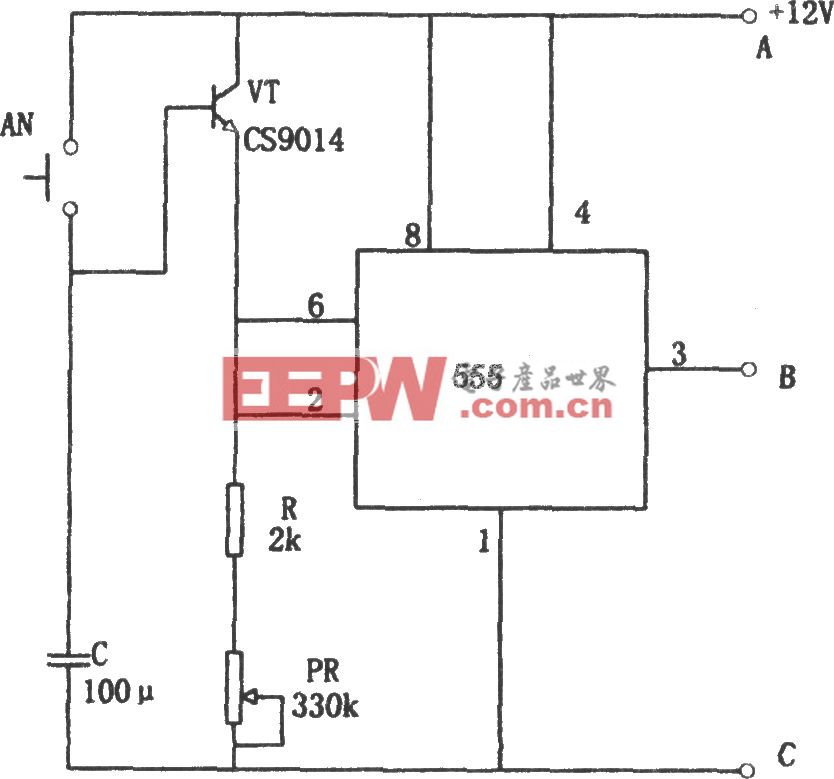 555构成简单的长时间定时电路