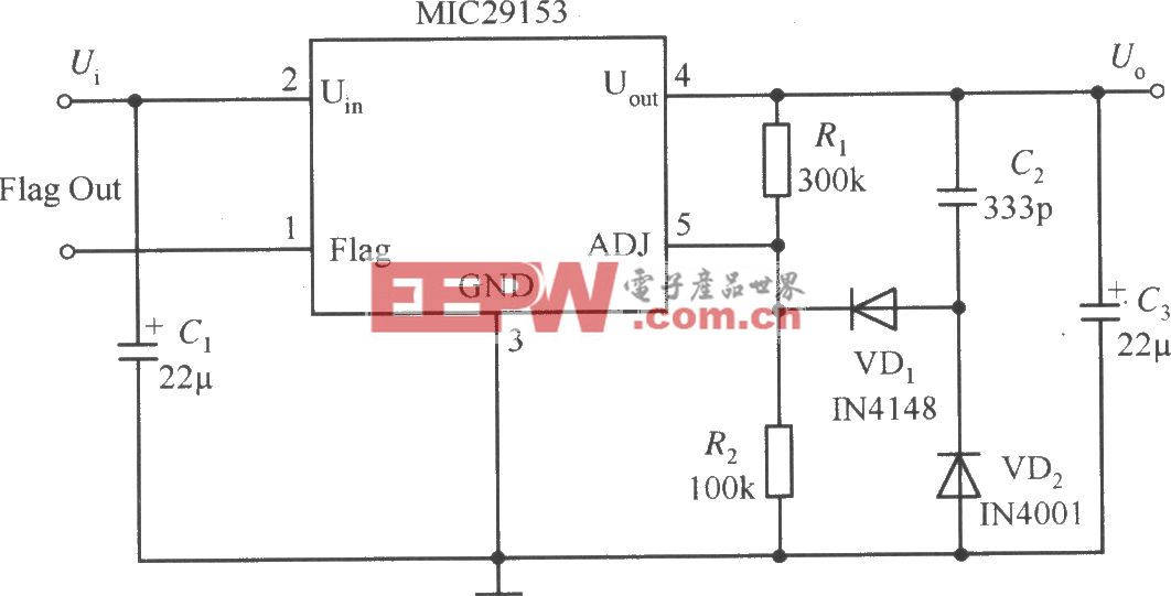 MIC29153构成的慢启动稳压器电路