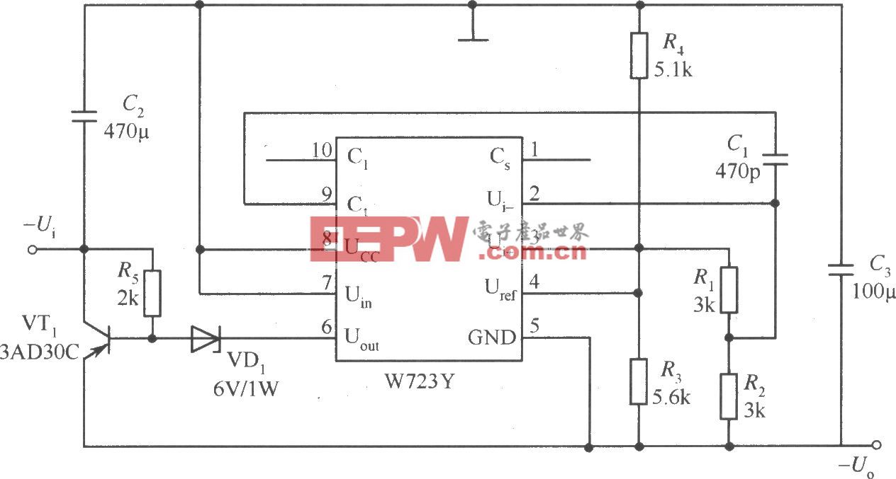 W723构成的输出负电压的应用电路