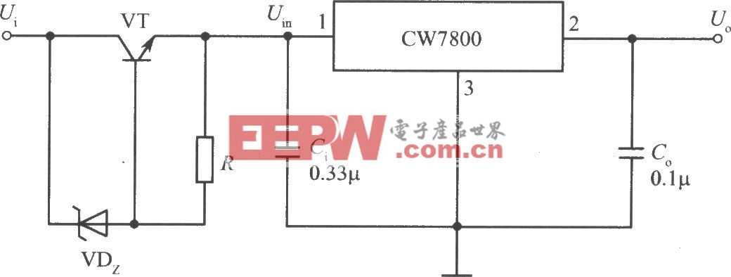 CW7800构成高输入电压的集成稳压电源电路之一