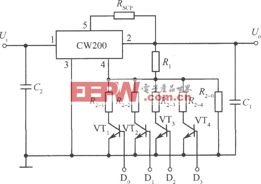 CW200组成的逻辑控制的集成稳压电源