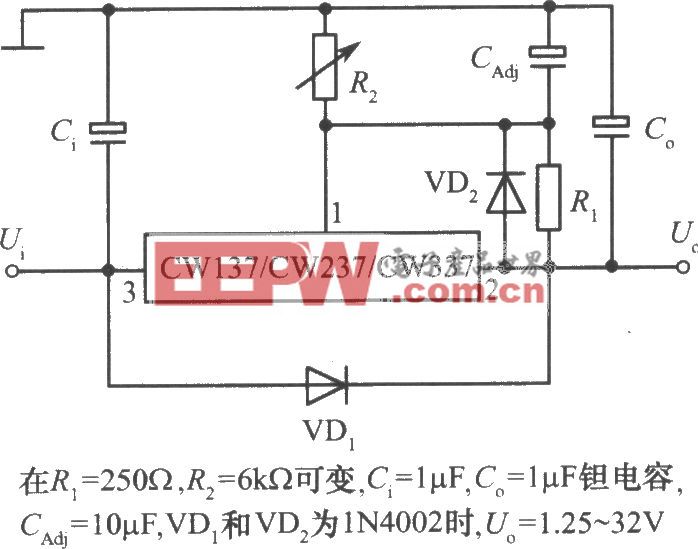 CW137／CW237／CW337构成的具有过压保护的集成稳压电源