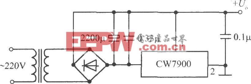 CW7900构成的固定正输出电压集成稳压电源电路