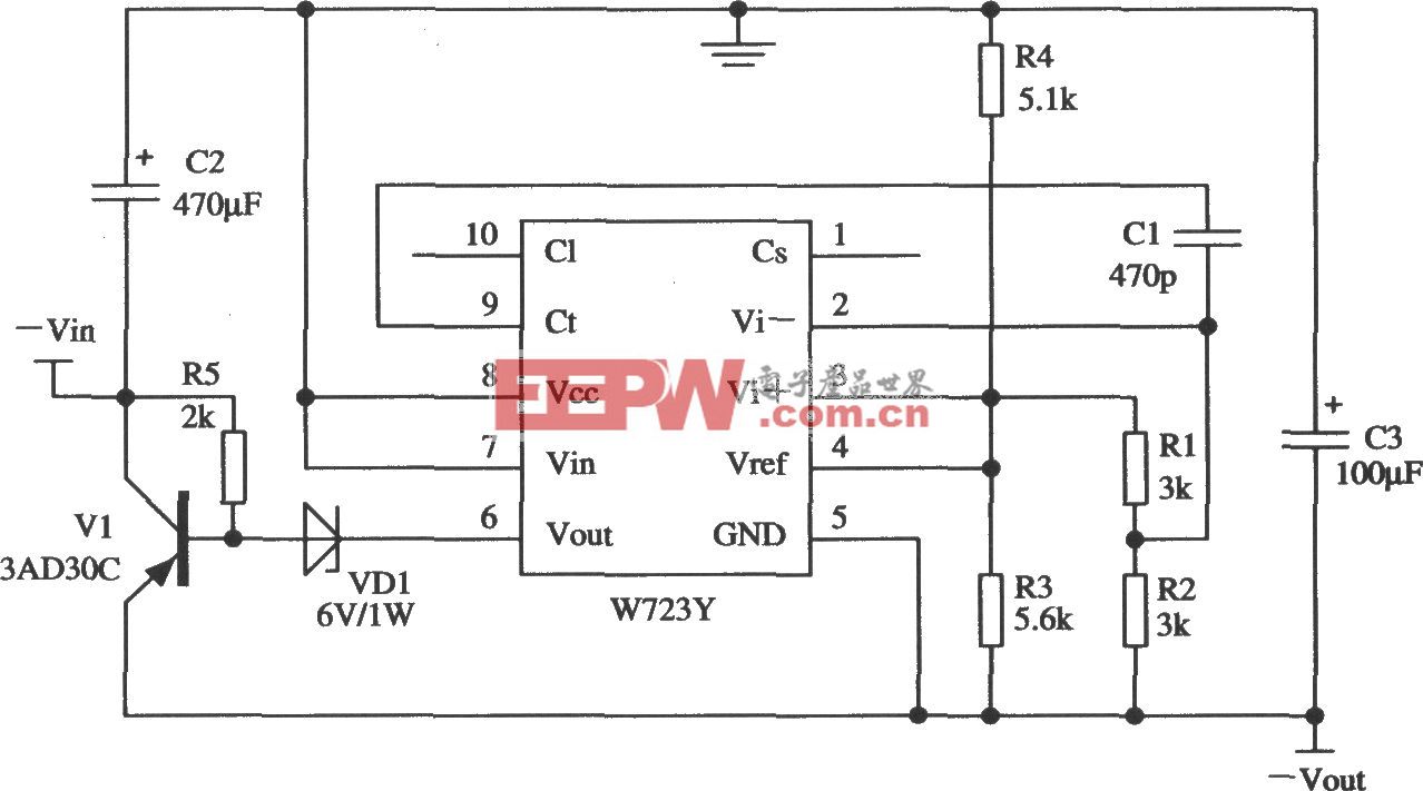 W723的输出负电压的应用电路