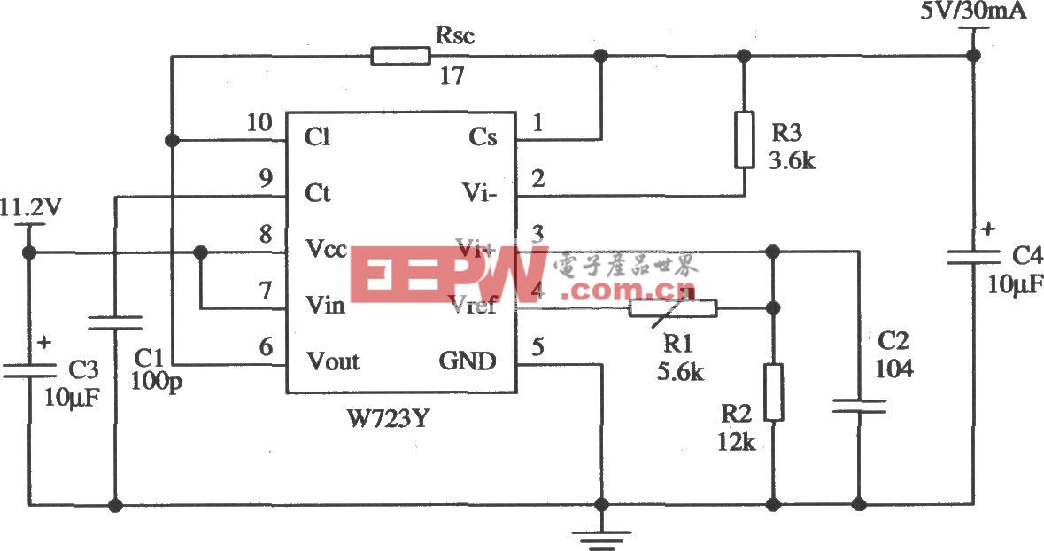 由W723构成的输出电压比基准电压低的应用电路
