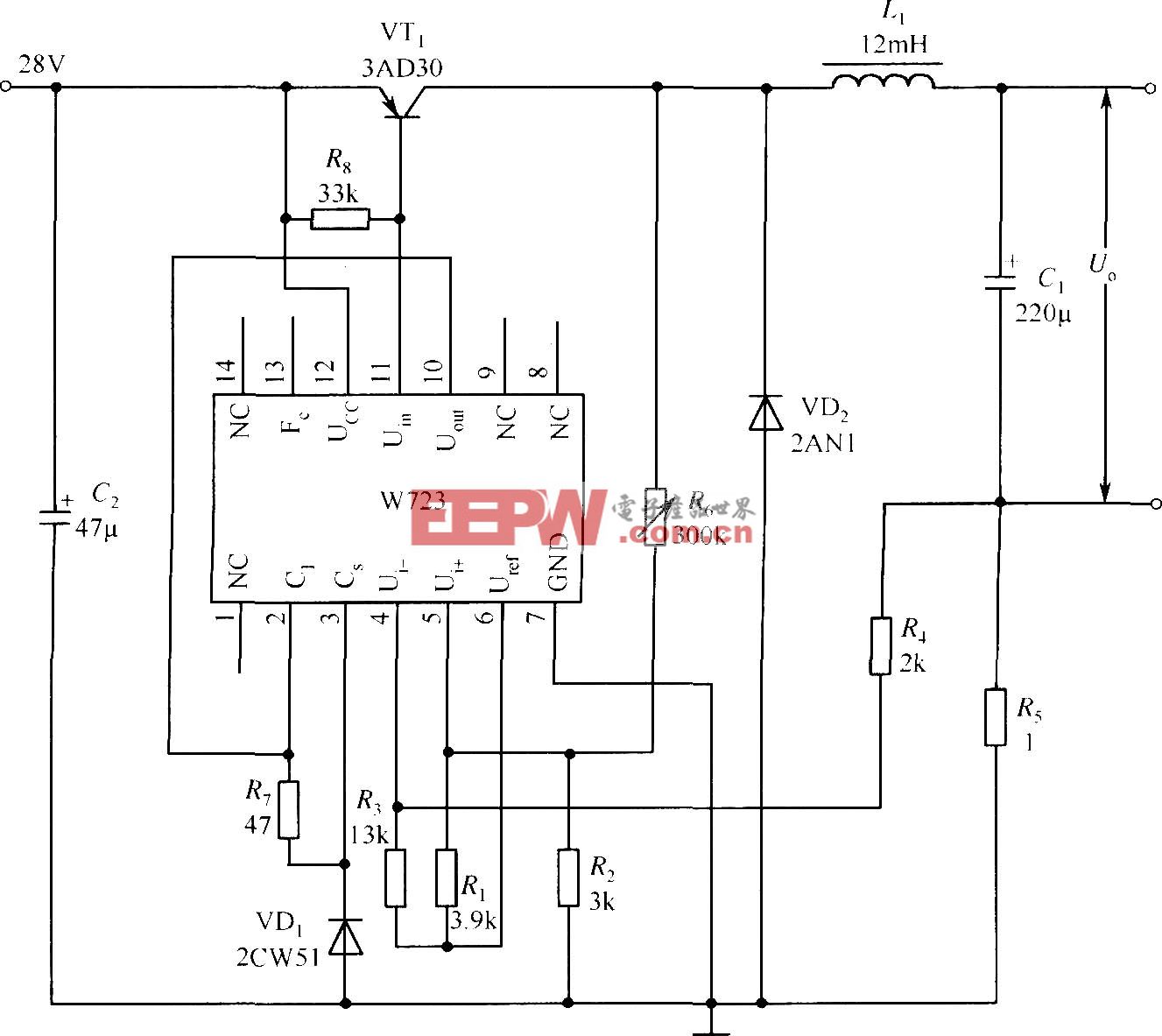 W723组成的开关式恒流源应用电路