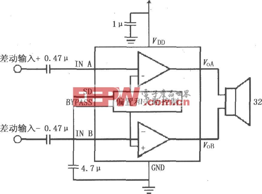 LM4915用于双声道的放大电路