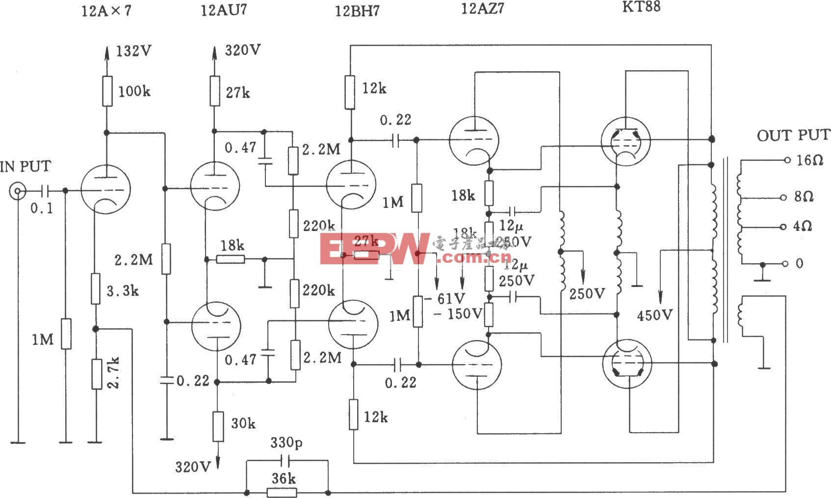 电子管麦景图MC-275(McIntosh 275)功率放大器电路图