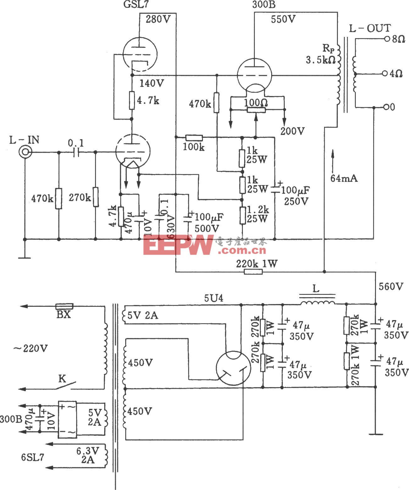 电子管单端A类300B功放