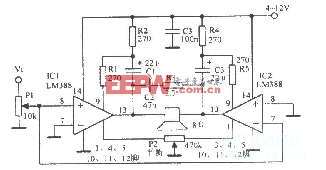 LM388桥式功率放大器