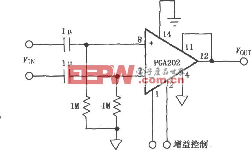 交流耦合差动放大器(PGA202)