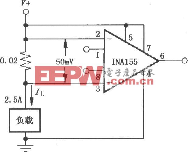 由INA155／156构成用于检测负载电流大小的单电源高端电流监视器