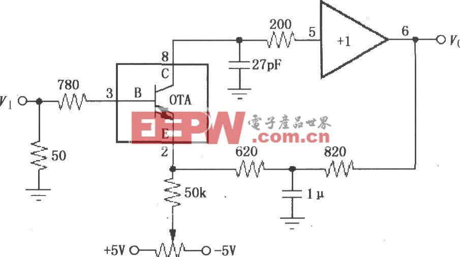由宽带跨导型运算放大和缓冲器OPA660构成的纳秒级脉冲积分电路